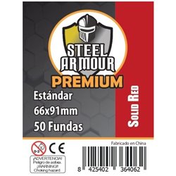 STEEL ARMOUR - 50 FUNDAS OPACAS - REVERSO ROJO (66X91MM)