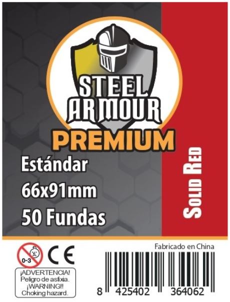 STEEL ARMOUR - 50 FUNDAS OPACAS - REVERSO ROJO (66X91MM)