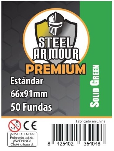 [8425402364048] STEEL ARMOUR - 50 FUNDAS OPACAS - REVERSO VERDE (66X91MM)